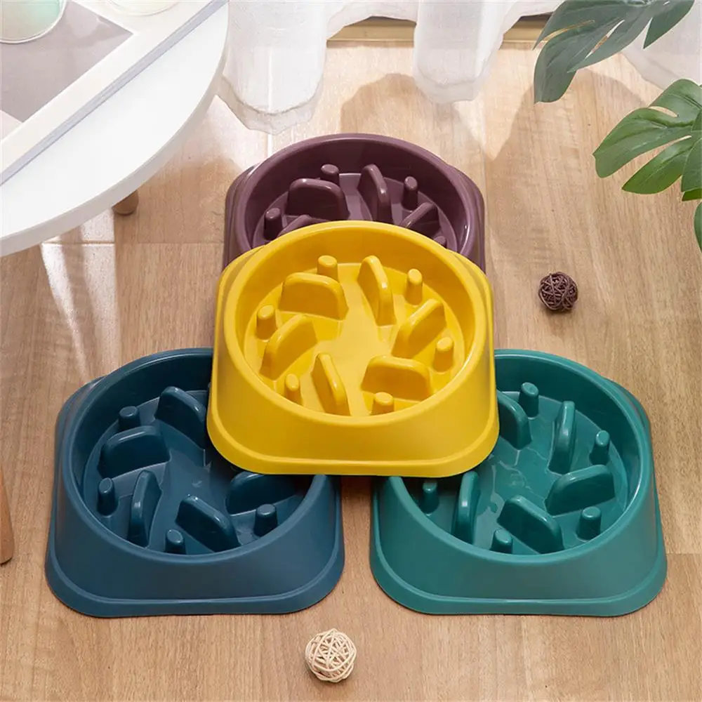 Pet Slow Food Bowl Cat Dog Choke-proof Bowls Thickened Plastic Non-slip Puppy Feeder Fat Help Healthy Small Dogs Feeding Dish