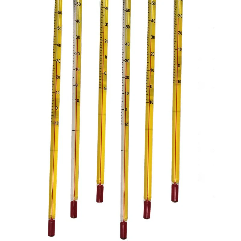 Yellow background red water thermometer glass rod 30 cm 0-100 degrees chemical experimental agricultural water thermometer