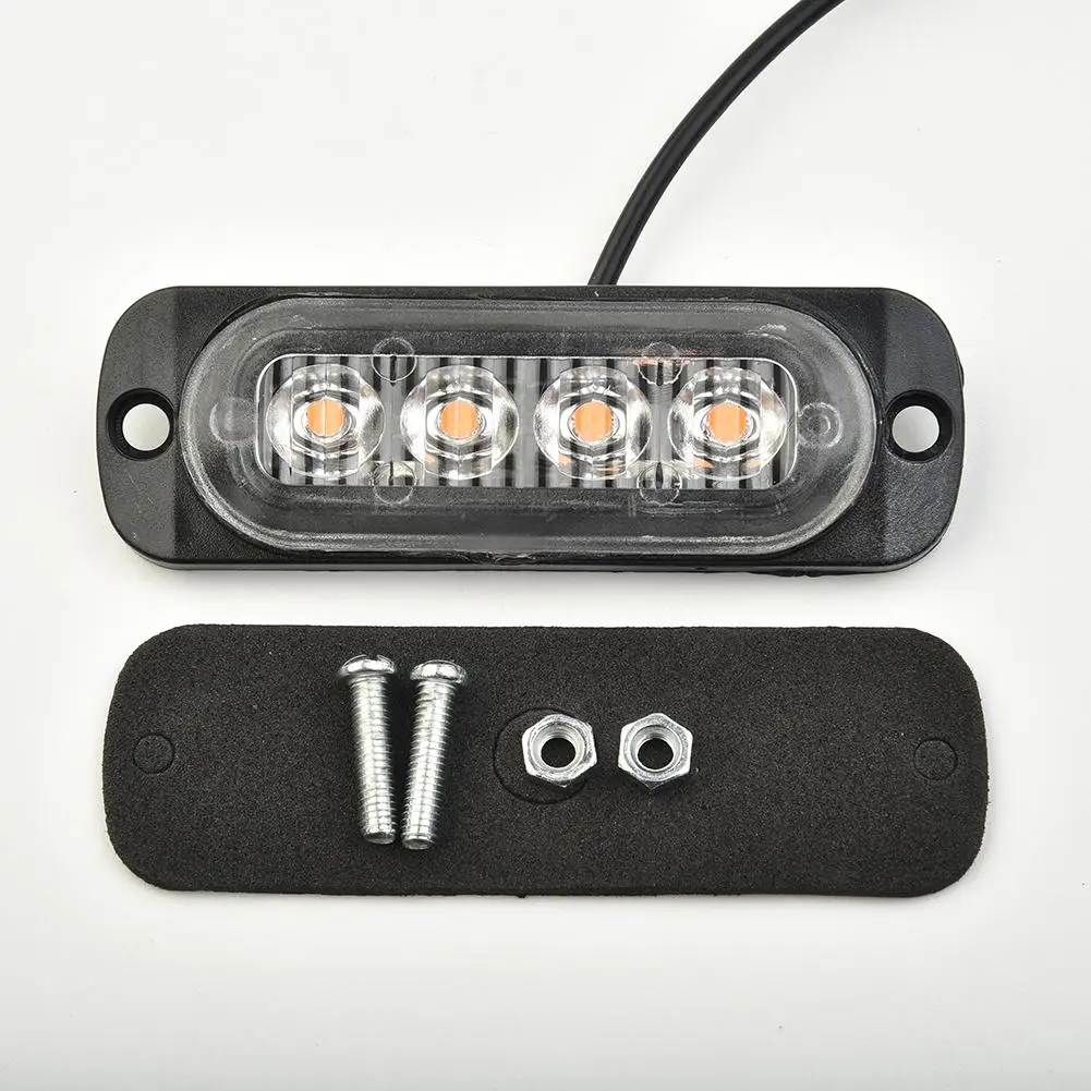 12-24V 12W LED Light Bar โคมไฟทํางานขับรถหมอกไฟ 4LED สีเหลืองรถบรรทุก Van Bar Off-road การจราจร 12V 24V ไฟรถ
