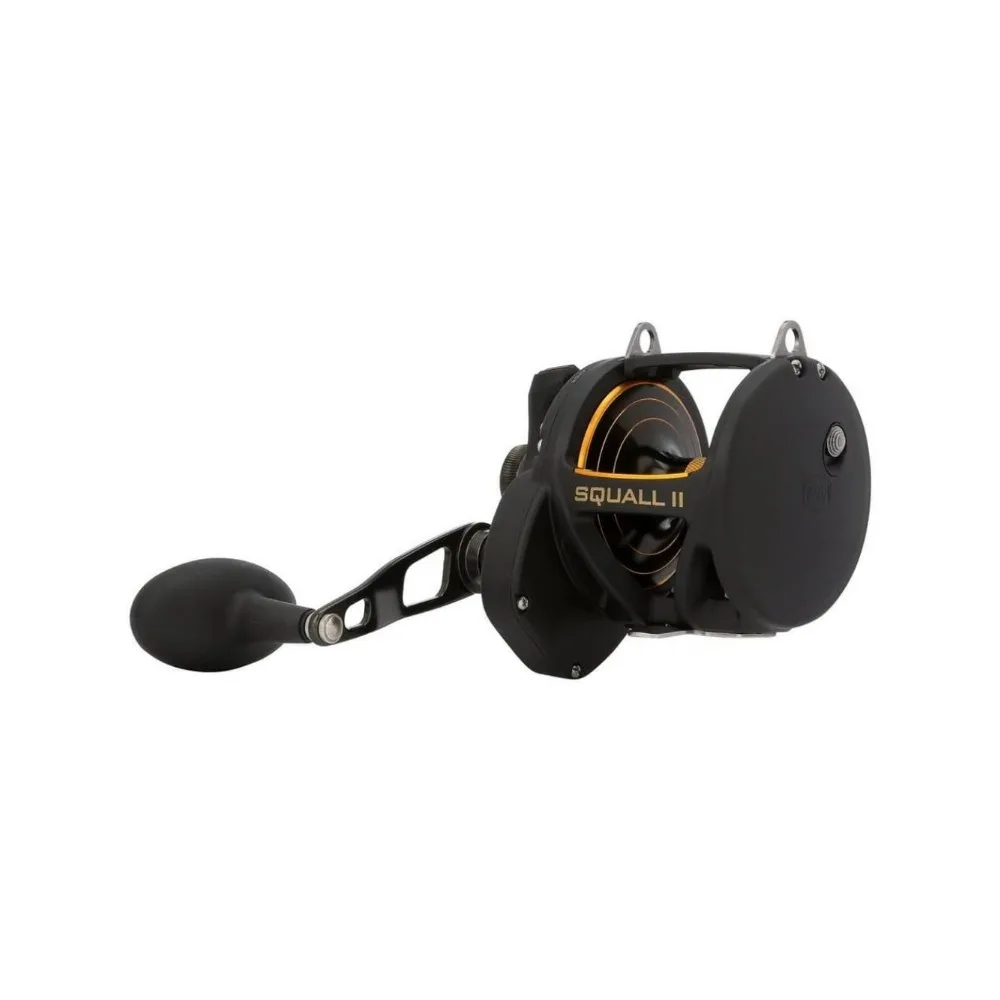 Squall II Lever Drag Fishing Reel, Size 50, Graphite Body and Sideplates, Stainless Steel Main and Pinion Gears