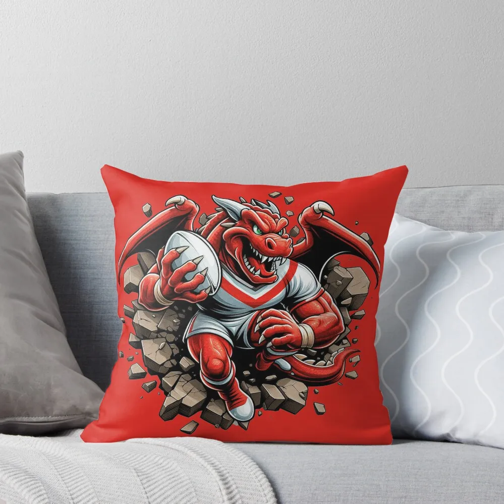 

St George Illawarra Dragons Smash Through Throw Pillow Decorative pillowcase Bed pillowcases Room decorating items pillow