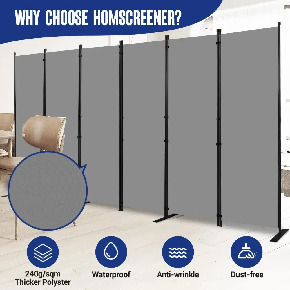 Room Divider and Folding Privacy Screens 6 Panel Office Interior Separator Screen Bedroom 11 Ft Wide Room Partitions Dividers