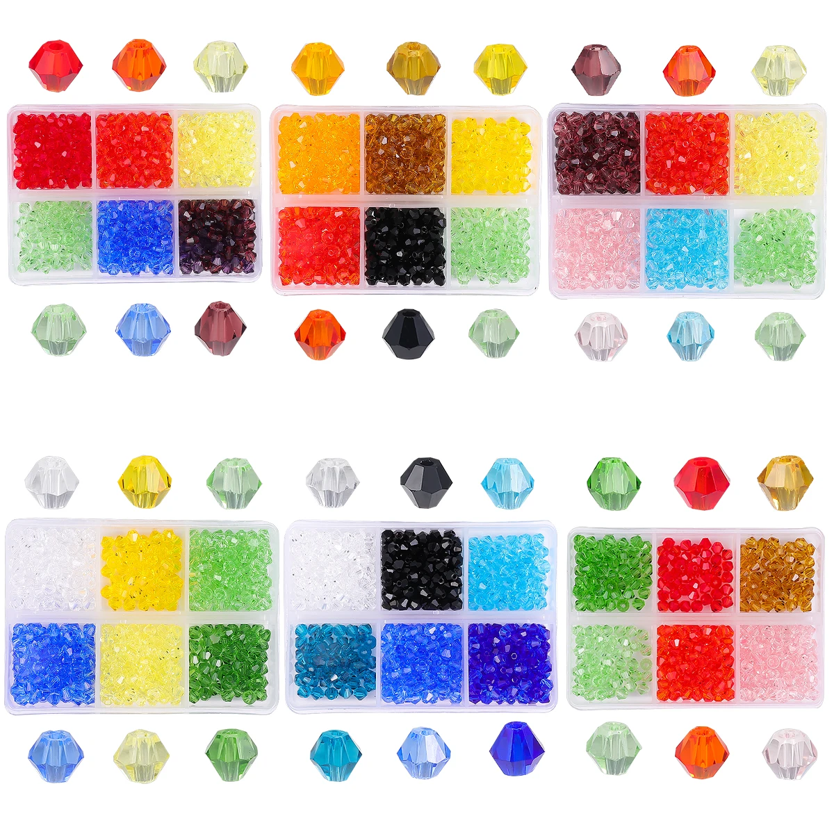 600pcs DIY Handmade Beaded Material 4mm Crystal Diamond Bead Pointed Bead Bracelet Making Jewelry Accessories Set Beads