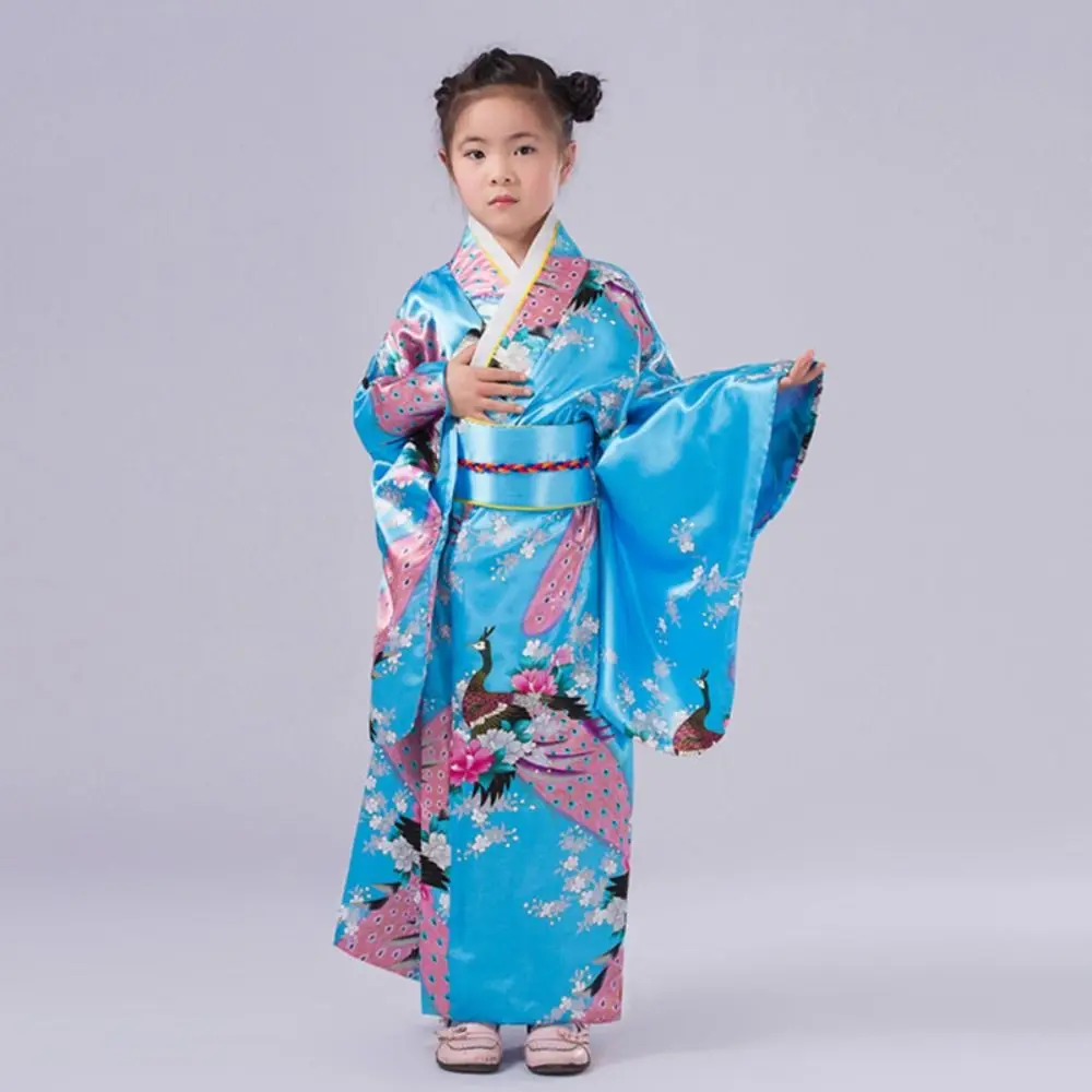

Printed Floral Children Traditional Japanese Kimono Elegance Japanese Style Sakura Girl Kimono Dress New Asian