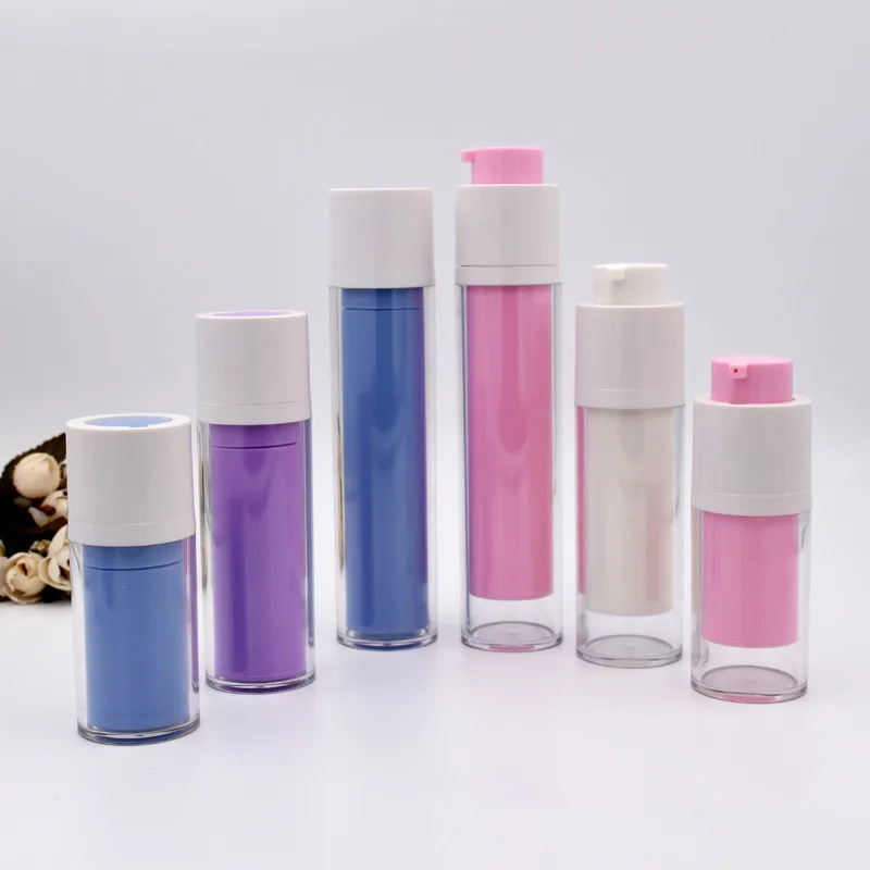 

50pcs 15ml 30ml 50ml Airless Pump Rotate Cosmetic Container Frosted Double-layer Thickened Square Lotion Empty Airless Bottle