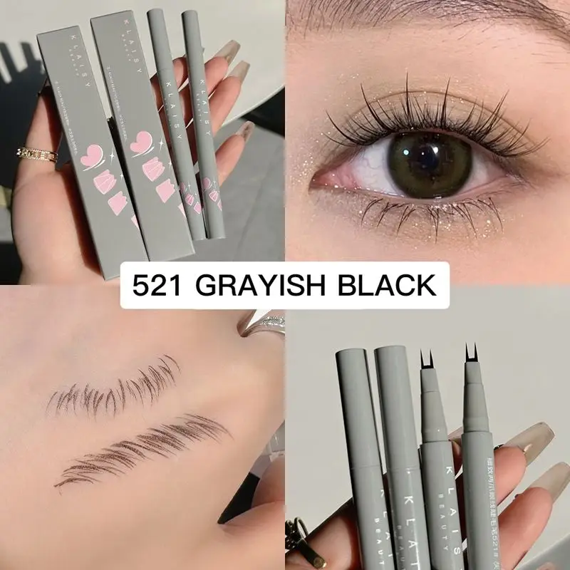 Klaisy Two Claw Eyeliner Mascara Delicate Pioneer Eyeliner Waterproof Lasting Natural Quick Dry Lower Eyelash Eyebrow Tattoo Pen