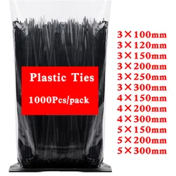 1000 PCS/pack Self-locking plastic nylon tie black 5x300mm cable tie 3x200mm cable tie zip wraps strap nylon cable tie set 3×100