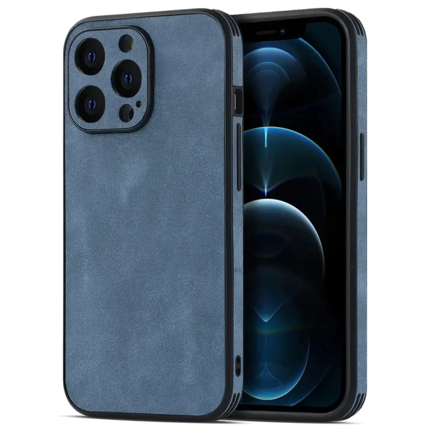 High Quality Luxury Blue Leather Shockproof Protective Phone Case for iPhone 11/11Pro/11ProMax, iPhone 12/12Mini/12Pro/12ProMax,