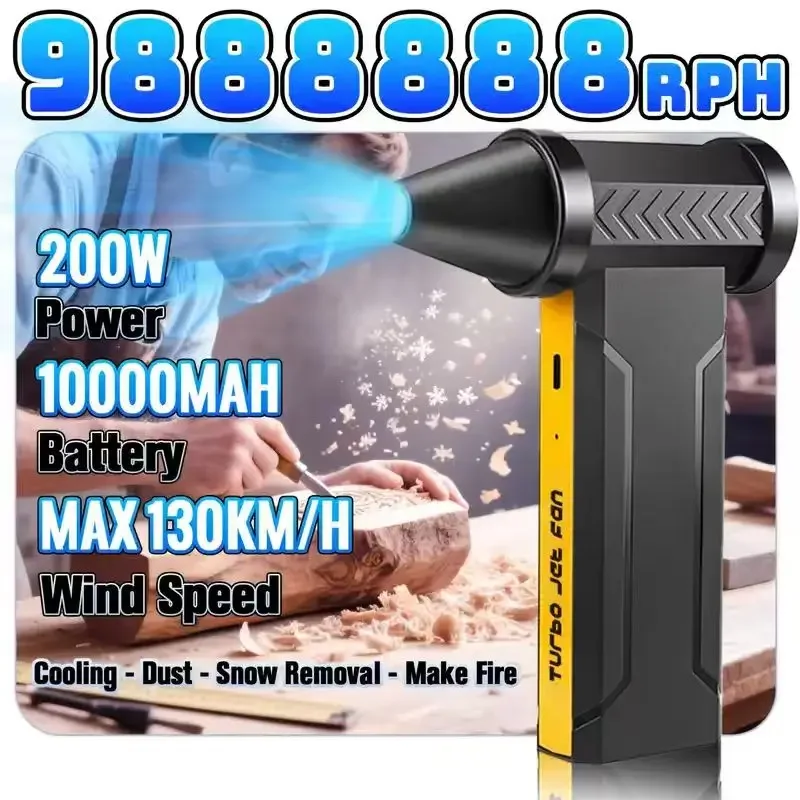 

9888888RPH Electric Air Blower Brushless Motor Turbo Jet Fan High-Speed Violent Fan USB Rechargeable Powerful Dust Blower 60m/s