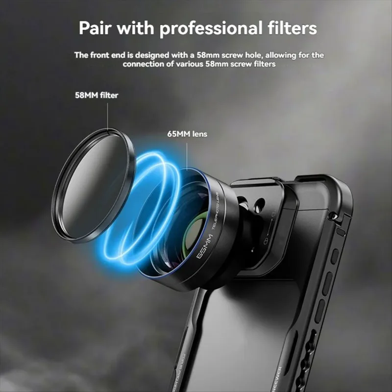 2025 + 65 مللي متر عدسة كاميرا الهاتف المقربة 2.2 عدسة تكبير مع غطاء العدسة ل 16 15 S25 S24 الترا قفص الهاتف #4