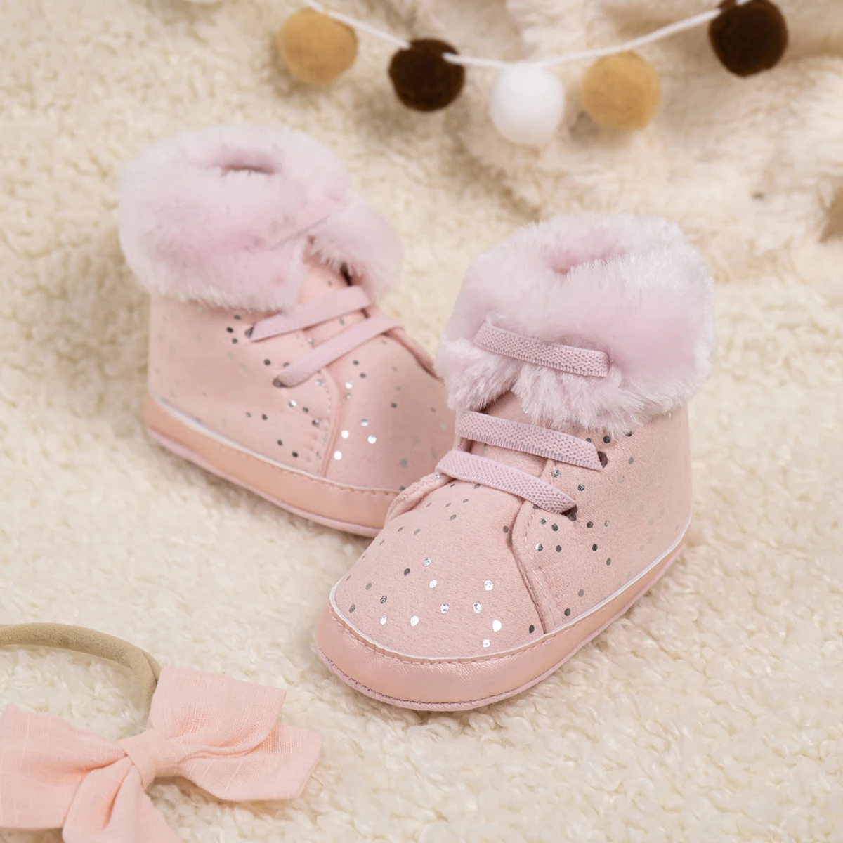 KIDSUN Baby Booties Girl Boy Cotton Comfort Soft Anti-slip Warm Wearing Baby Shoes Winter Newborn Toddler First Walkers Shoes