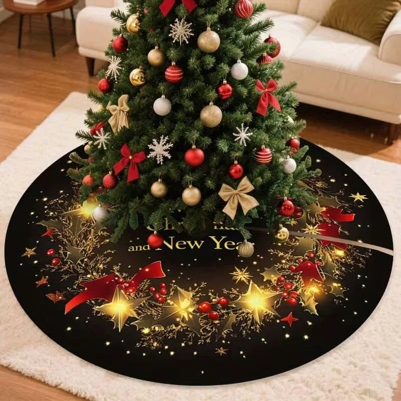 VIKAMA's New Exquisite Sofa-Bed Christmas Tree Skirt Velvet Floor Mat Christmas Tree Decoration Festive Items Home Accessories
