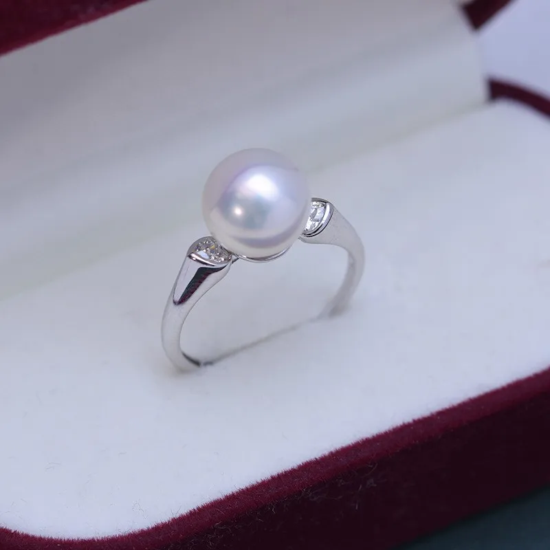 

JZ72 Lefei Fashion Luxury 9-10mm Strong Luster Few Flaw Freshwater Pearl Simple Ring Charms Women s925 Silver Party Jewelry Gift