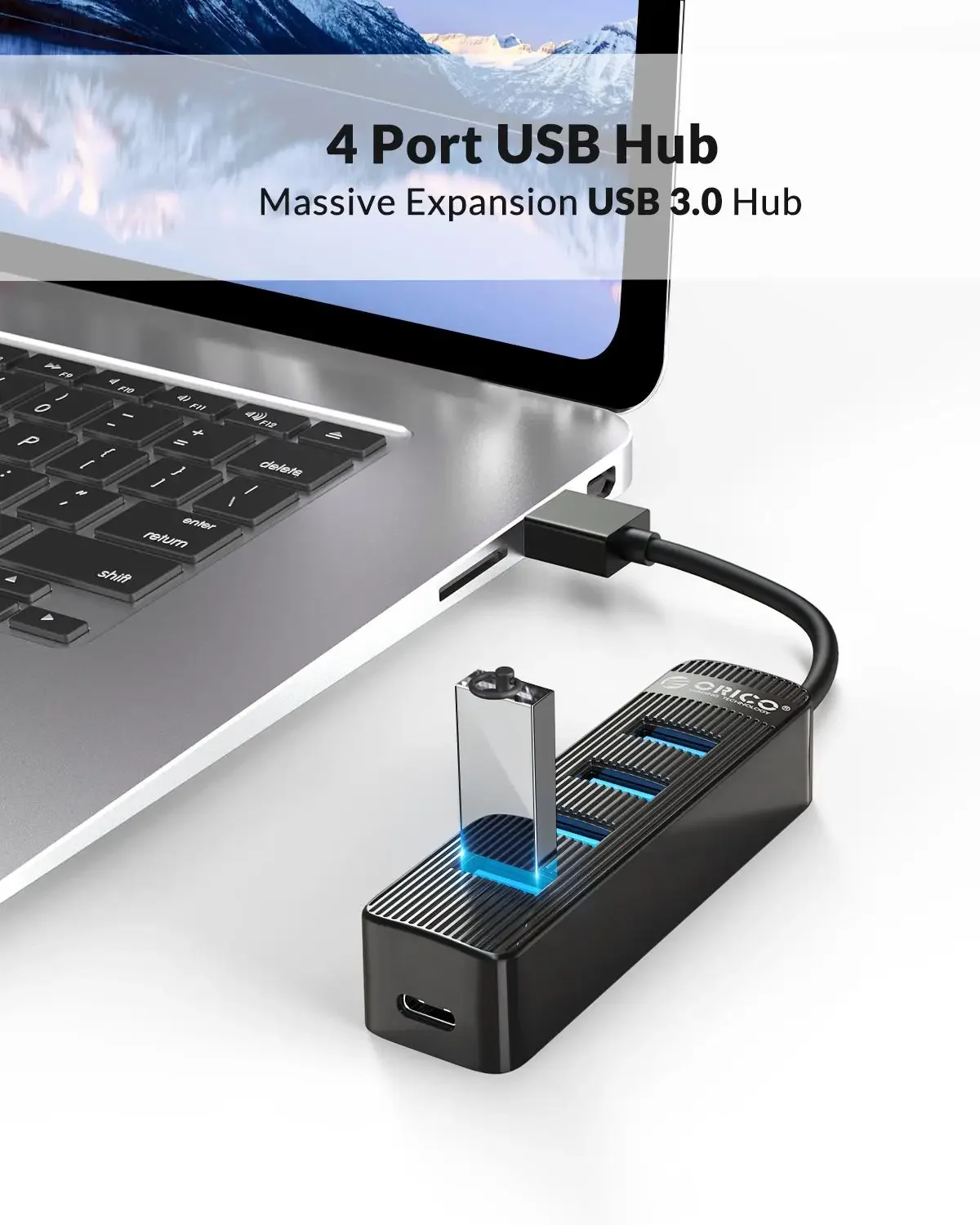 ORICO Usb Hub USB 3.0 HUB Mini Usb C Hub 3.0 USB Power Port High Speed Multi 4 Ports USB3.0 Splitter Adapter Laptop Accessories