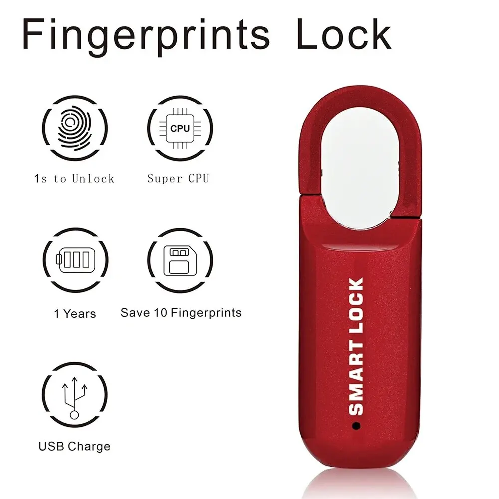 

Mini Fingerprint Padlock USB Keyless Luggage Lock Electronic Lock Smart Biometric Fingerprint Door Lock Quick Unlock For Travel