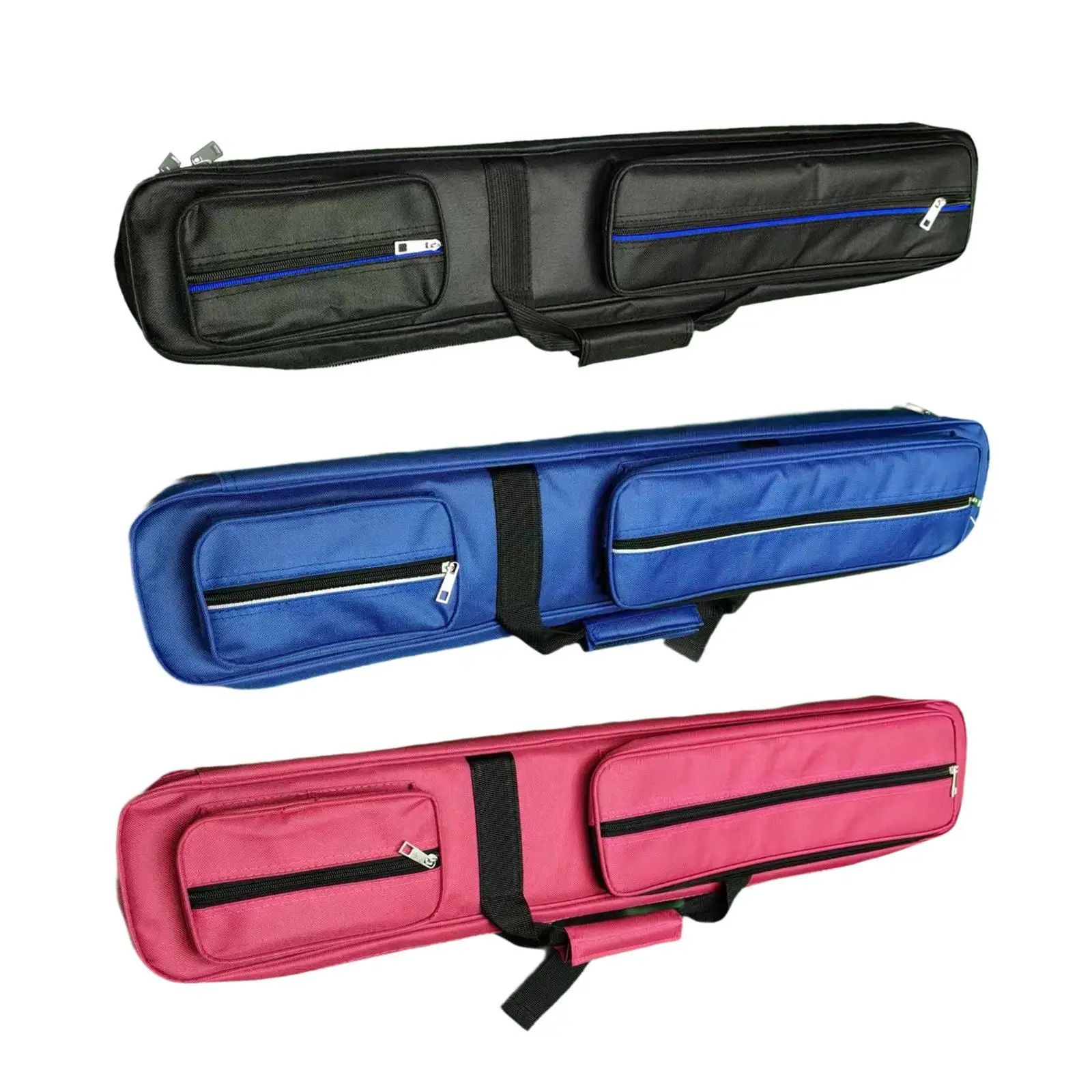 Pool Cue Carrying Case 7 Hole with 2 Zipper Pockets Billiard Rod Storage Bag