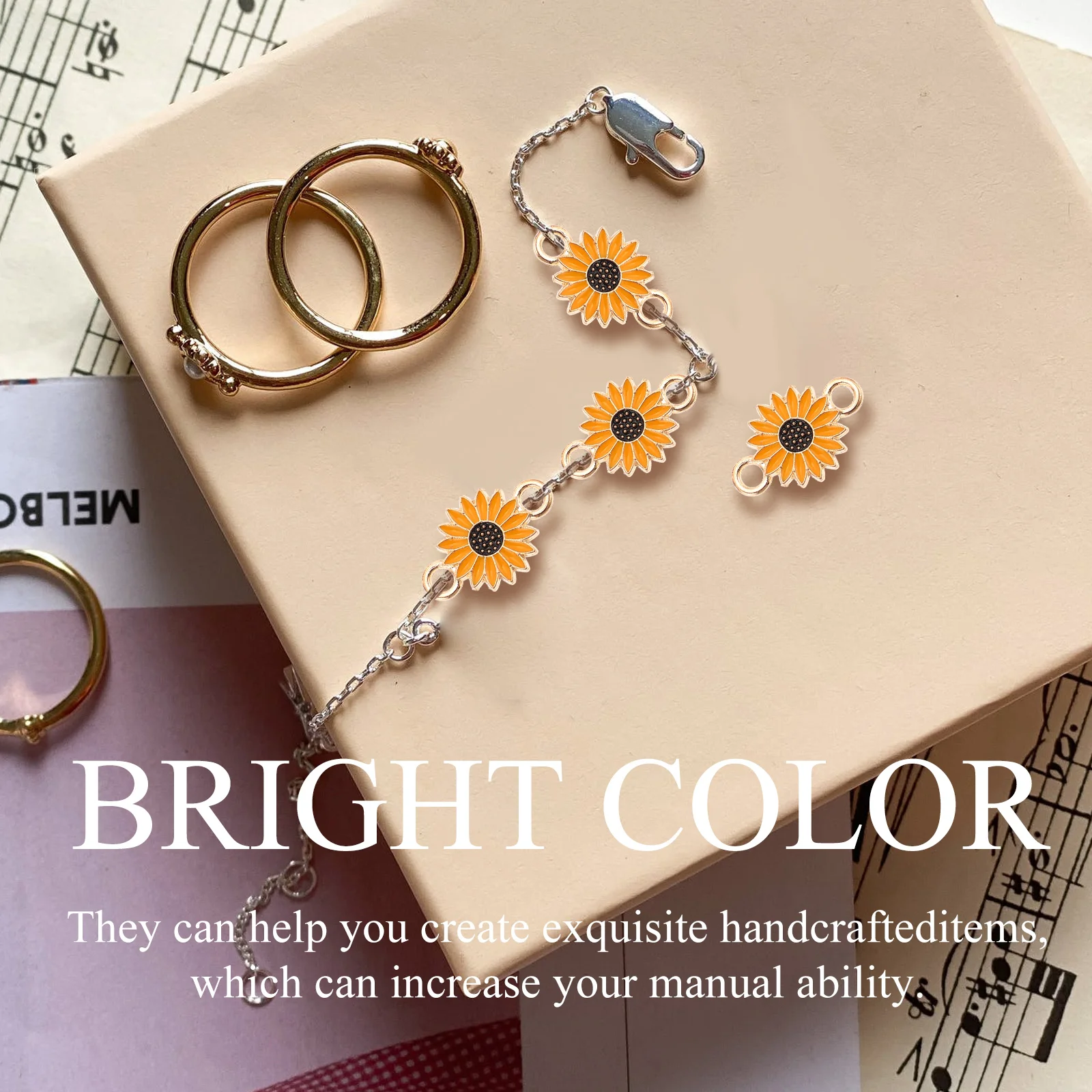 20 ชิ้น Daisy อุปกรณ์เสริม DIY แขวนเครื่องประดับ Charms เครื่องประดับสร้อยข้อมือจี้สร้อยคอทองลูกปัด Retro Decor