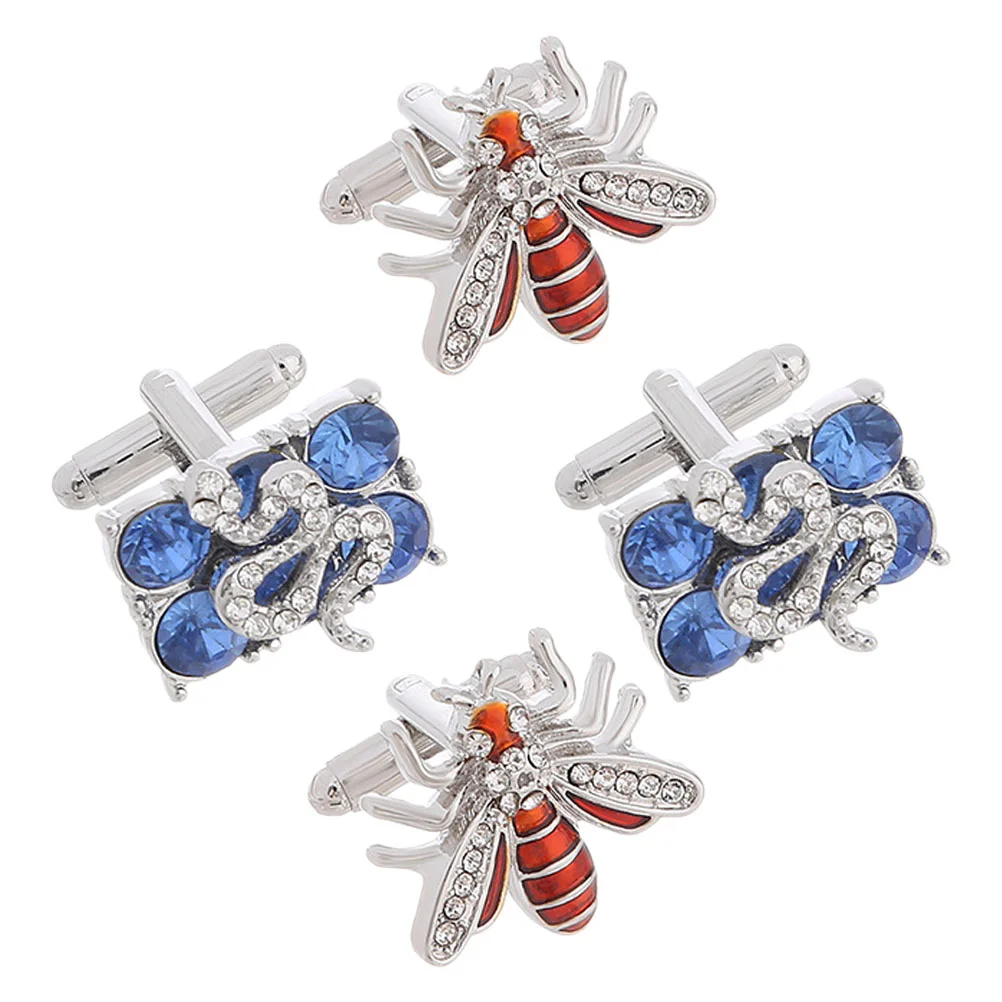 2 Pairs Suit Cuff Links Men Shirt Bee Snake Cufflinks Metal Cufflinks Male Business Clothes Decorations