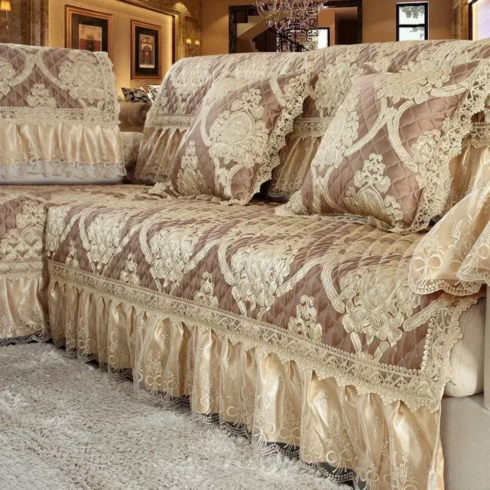 Luxury Golden Sofa Cover, TOP Cotton Linen Blending Slipcover, Monolithic Combination Couch Protector Pillow Case, 1PC Price