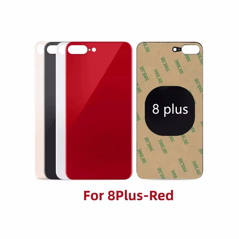 아이폰 8 플러스용 후면 유리 패널 배터리 커버, 후면 문짝 하우징 케이스 교체 부품, 3M 테이프 포함, 큰 구멍