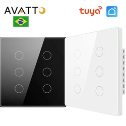 AVATTO Tuya WiFi/Zigbee Smart Touch Switch Brzil Stand 4/6 Gang Smart Light Switch Wall Button Smart Life For Alexa Google Home