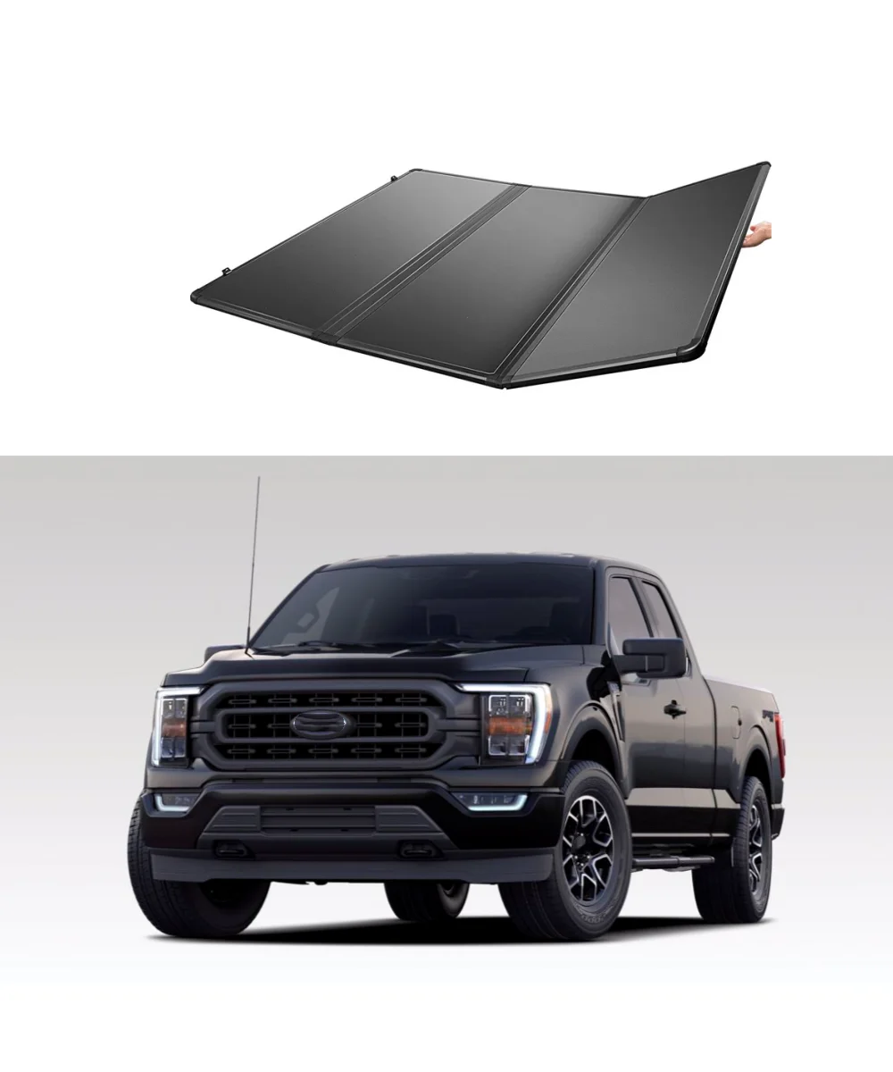 

Aluminum Alloy High Quality Hard Folding Truck Bed Cover Kit Hard Tri-Fold Tonneau Cover For Ford F150 F250 F350