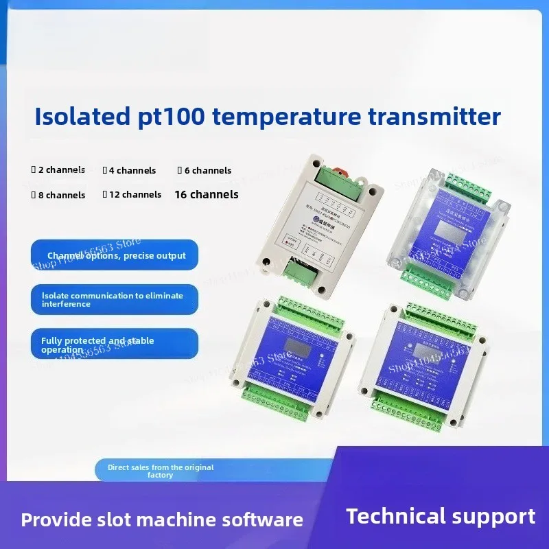 

Multi-Channel PT100 & Type K Thermocouple Temperature Acquisition Transmitter - RS485 Isolated Modbus Module