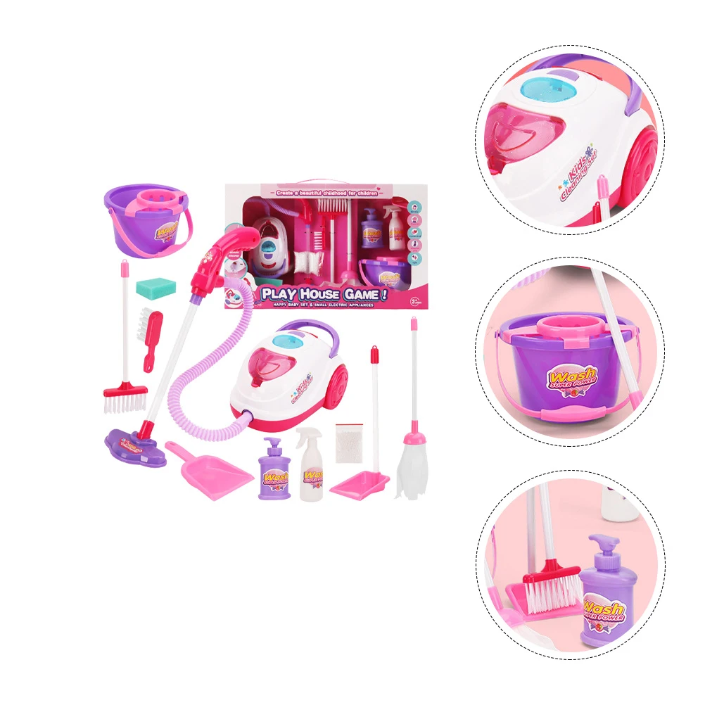 

11pcs Red Toy Vacuum Cleaner Simulation Cleaning Tools Toddler Play House Kit Kids Fun Creative Housework Toys Safe