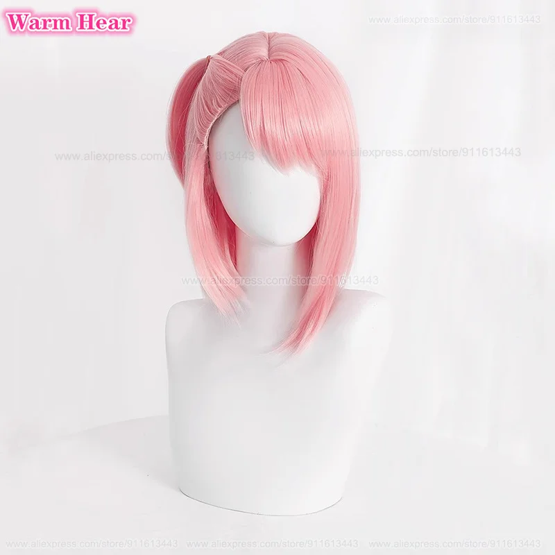 Charlotte Cosplay Wig  Short 30cm Pink Side Ponytail Wigs Heat Resistant Hair Cosplay Anime Party Wigs + Wig Cap