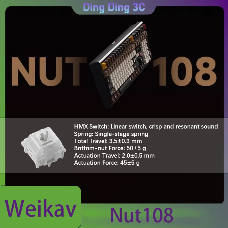 Weikav Nut108 Wireless Mechanical Keyboard KIT 3Mode Aluminum Alloy Game Keyboard Kit Support Qmk/Via Rgb Hot Swap Accessories