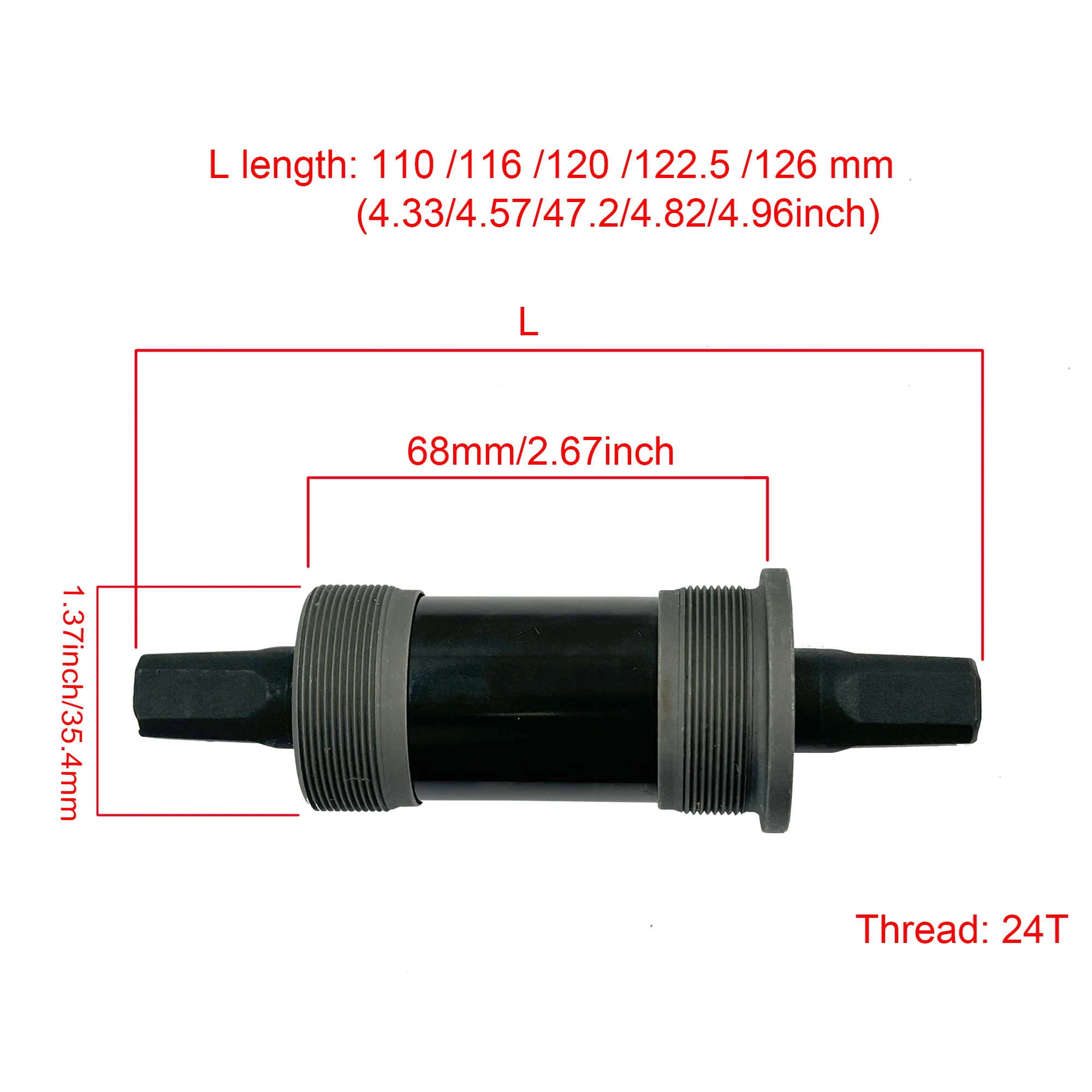 GINEYEA Bike Bottom Bracket, Square-Taper Bottom Bracket 68mm, 110.5/116/120/122.5/126mm