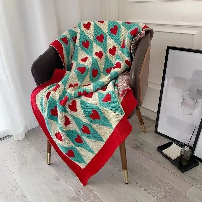 Wonderland Love Heart Knitted Blankets Bohemian Plaid Throw Blanket Sofa Cover Leisure Bed Cover Blanket Bedspread