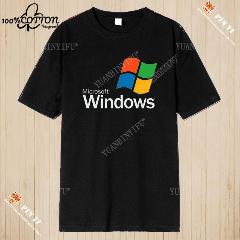 Vintage 90s 80s Programmer Windows XP Graphic Funny Computer System Tshirt Joke Meme Man T Shirt Cotton Short Sleeve Tees