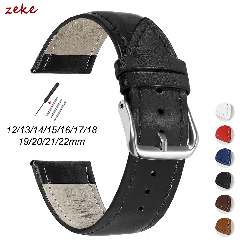 Image of Echtes Kalbsleder-Uhrenarmband 12/13/14/15/16/17/18/19/20/21/22/24 mm, universelles Armband für Herren und Damen, Uhrenarmband-Zubehör