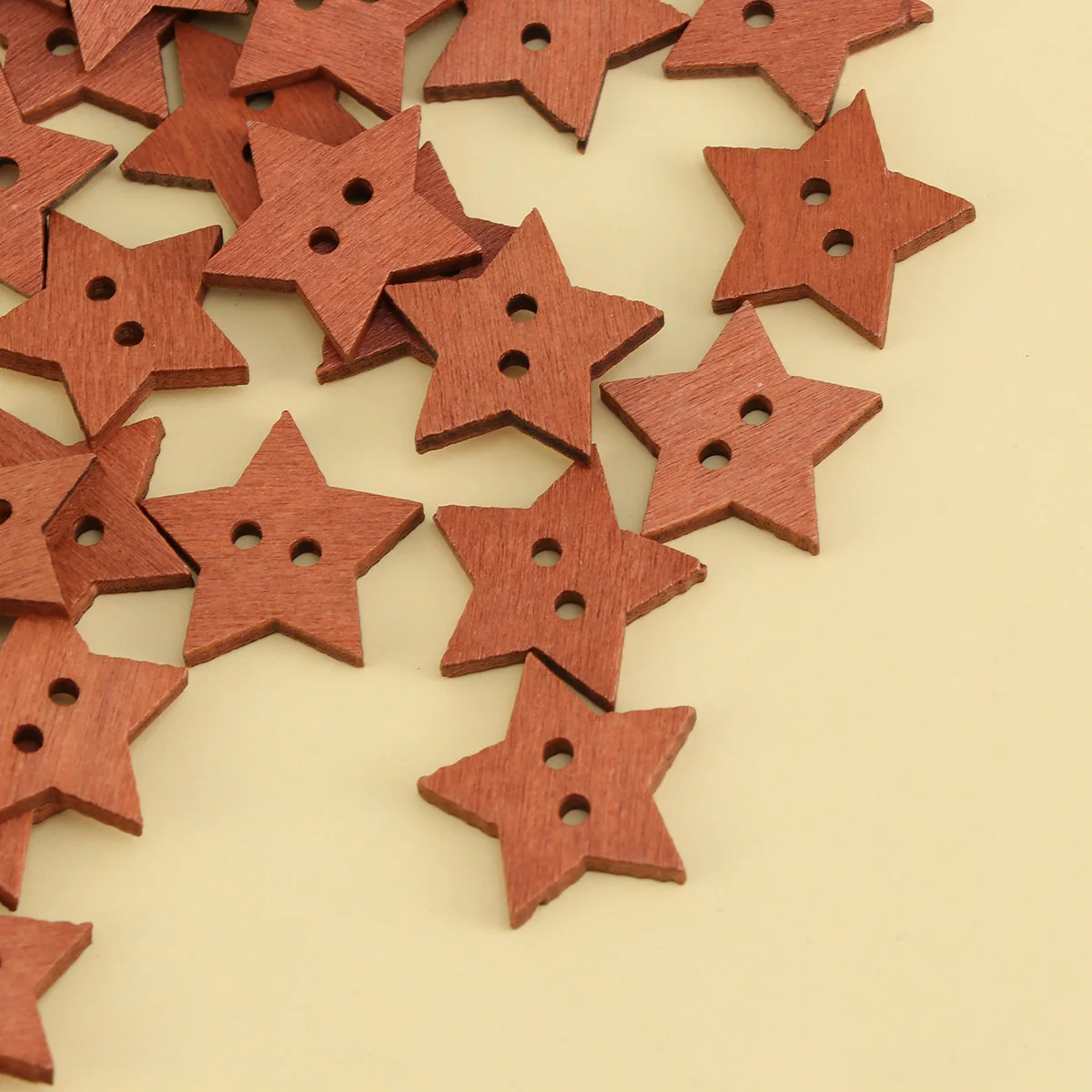 

100Pcs Premium Quality Five-Pointed Star Shaped Buttons Wooden Stars for Crafting Sewing Clothing Bags Scrapbook