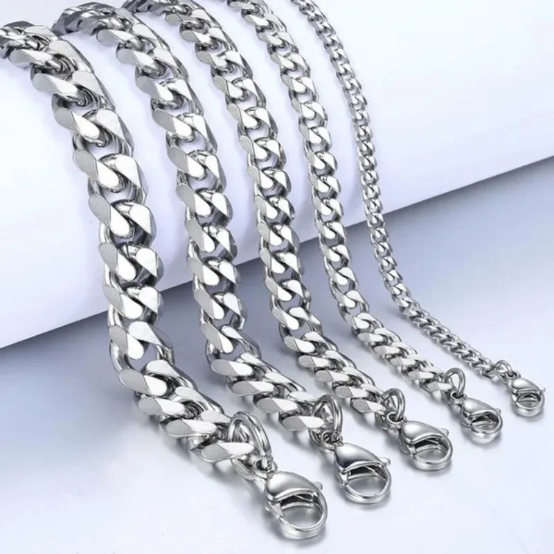 Simple Style Cuban Chain Bracelet Men 3/5/7mm Hiphop Link Braslet Bangle Adjustable Punk Jewelry Outdoor Sports Cycling Braclet image 4