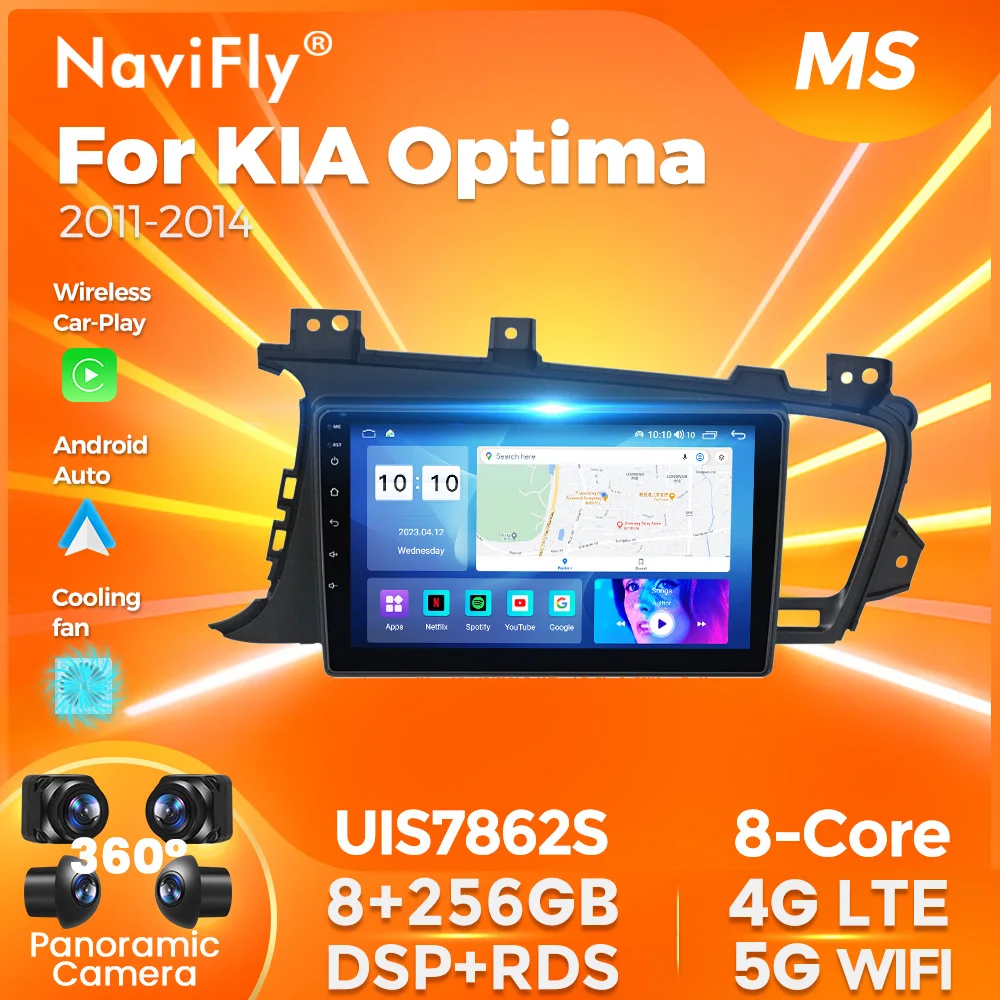 NaviFly 7862S 8G 256G 1280*720 Android All In One Car Intelligent System For KIA K5 Optima 3 TF 2010 - 2015 Built In Carplay