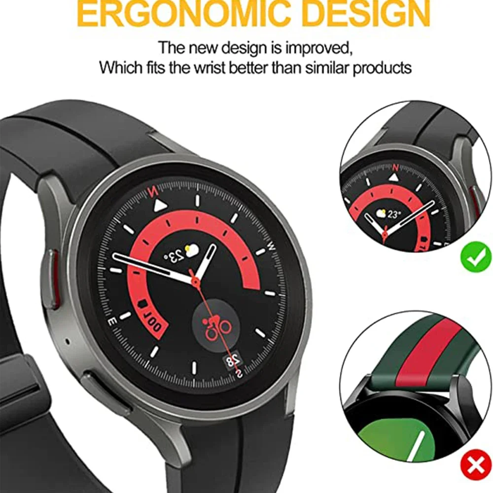 Original Silicone Strap for Samsung Galaxy Watch 6 Classic 47mm 43mm Magnetic Adjustable Buckle Galaxy Watch 6 40mm 44mm Band