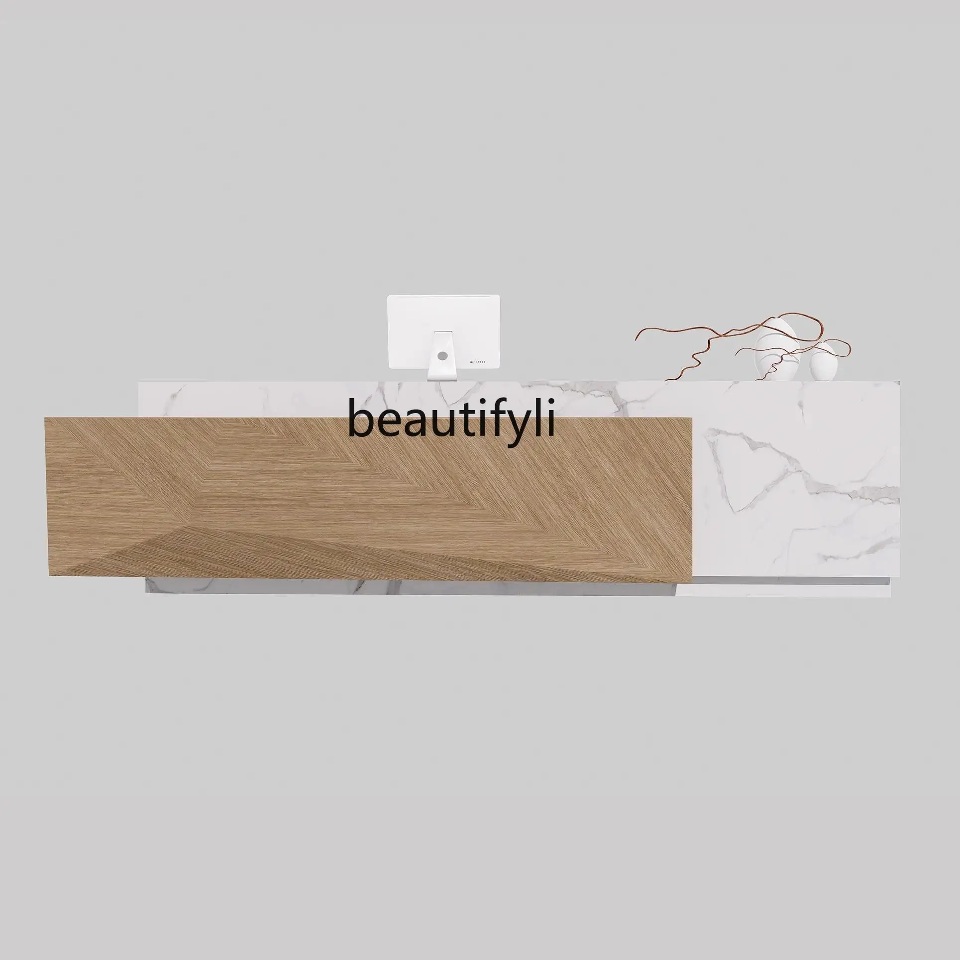 

Modern simple company front desk clothing store checkout page multifunctional counter hotel reception desk baking paint