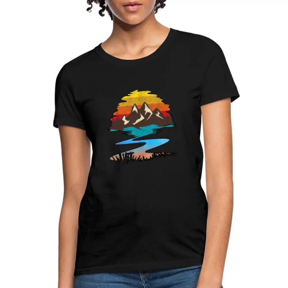 Nature Backs Hiking Trippy Vintage Women's T-Shirt Anime Graphic T-shirts Y2K Tops Unisex Summer Short Sleeve