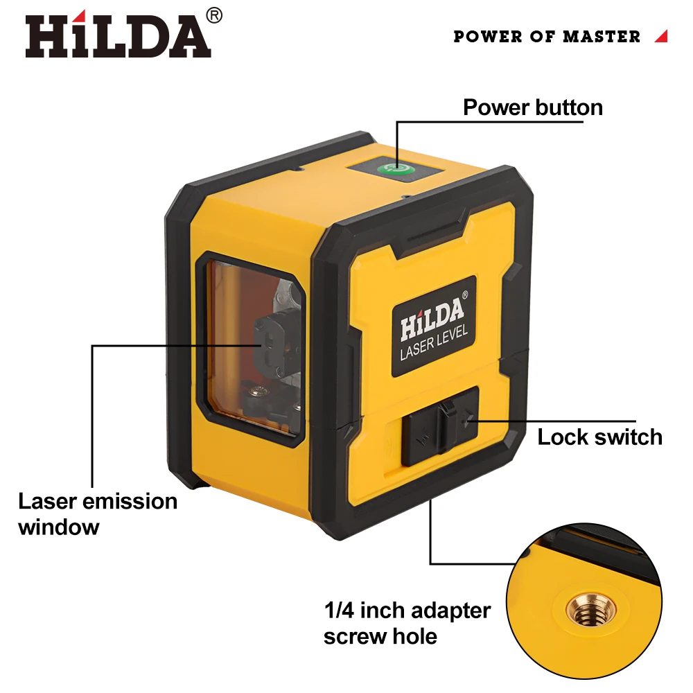 HILDA Laser Level 2-Linien mit Magnet auf der Rückseite, selbstnivellierend, automatische Nivellierung, leistungsstarker grüner Kreuzlaser, tragbarer Laser-Nivelliergerät – Detail 8