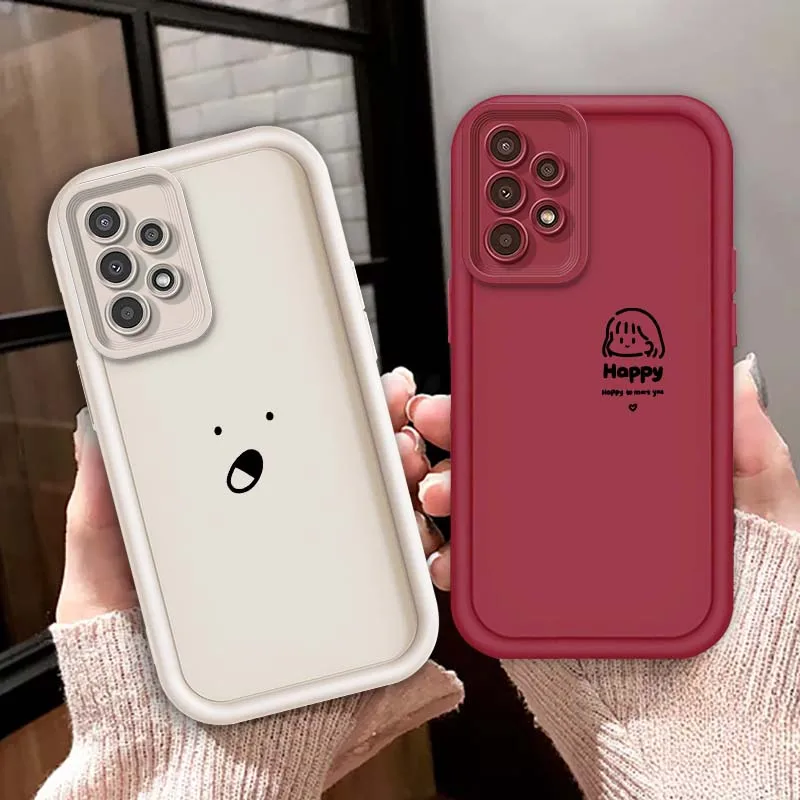 Cartoon Boy Girl Art For Samsung A73 A72 A56 A55 A54 A53 A35 A32 A25 A24 A23 A21s A14 A05 5G Eye Ladder Phone Case