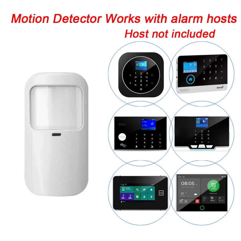 Rilevatore di movimento 433 MHz Sensore PIR wireless Rilevazione a infrarossi Codice EV1527 per sistema di allarme di sicurezza domestica intelligente