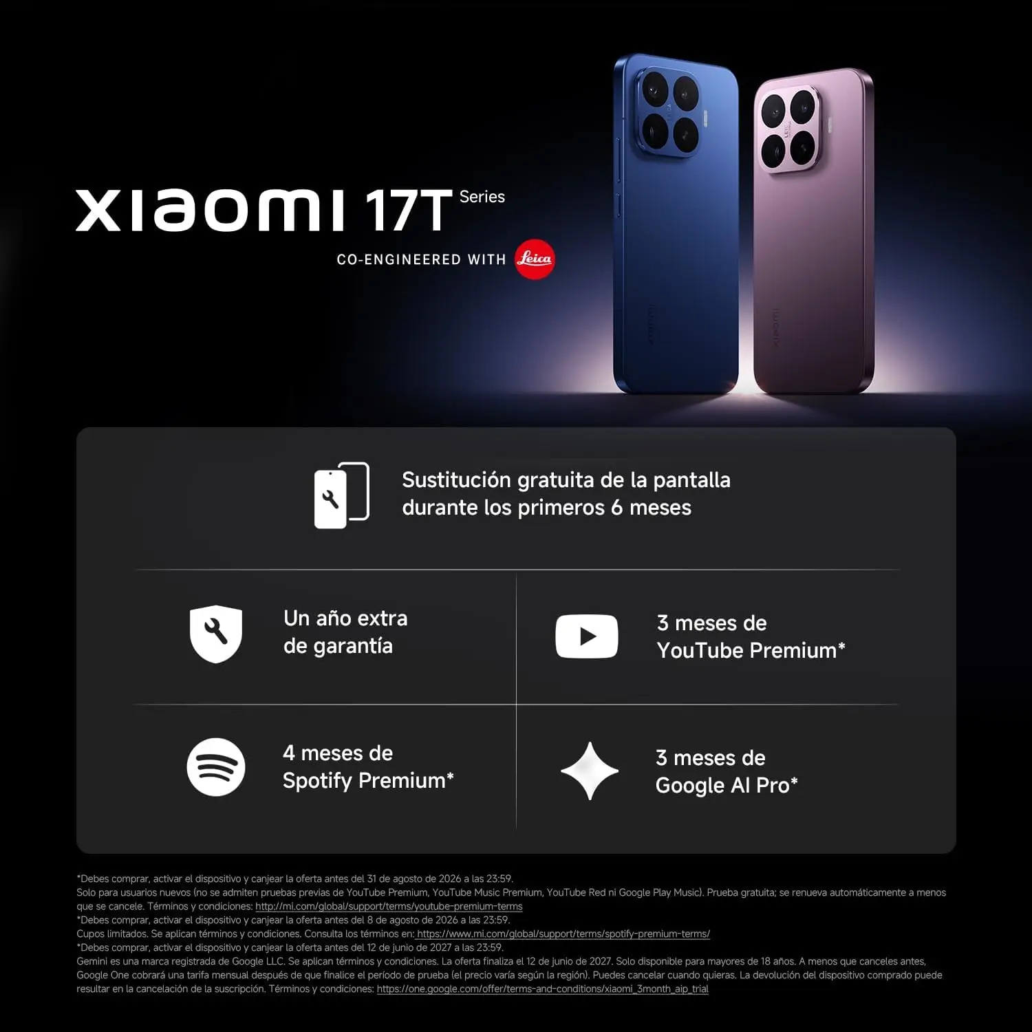 XIAOMI 17T 12GB+256GB Móvil, Cámara Leica 50MP con OIS, Teleobjetivo 5X, AMOLED 6.59″ 120Hz 1.5K 3500nits, Batería 6500mAh, IP68, MediaTek Dimensity 8500-Ultra, Cargador no Incluido (Versión ES) 8