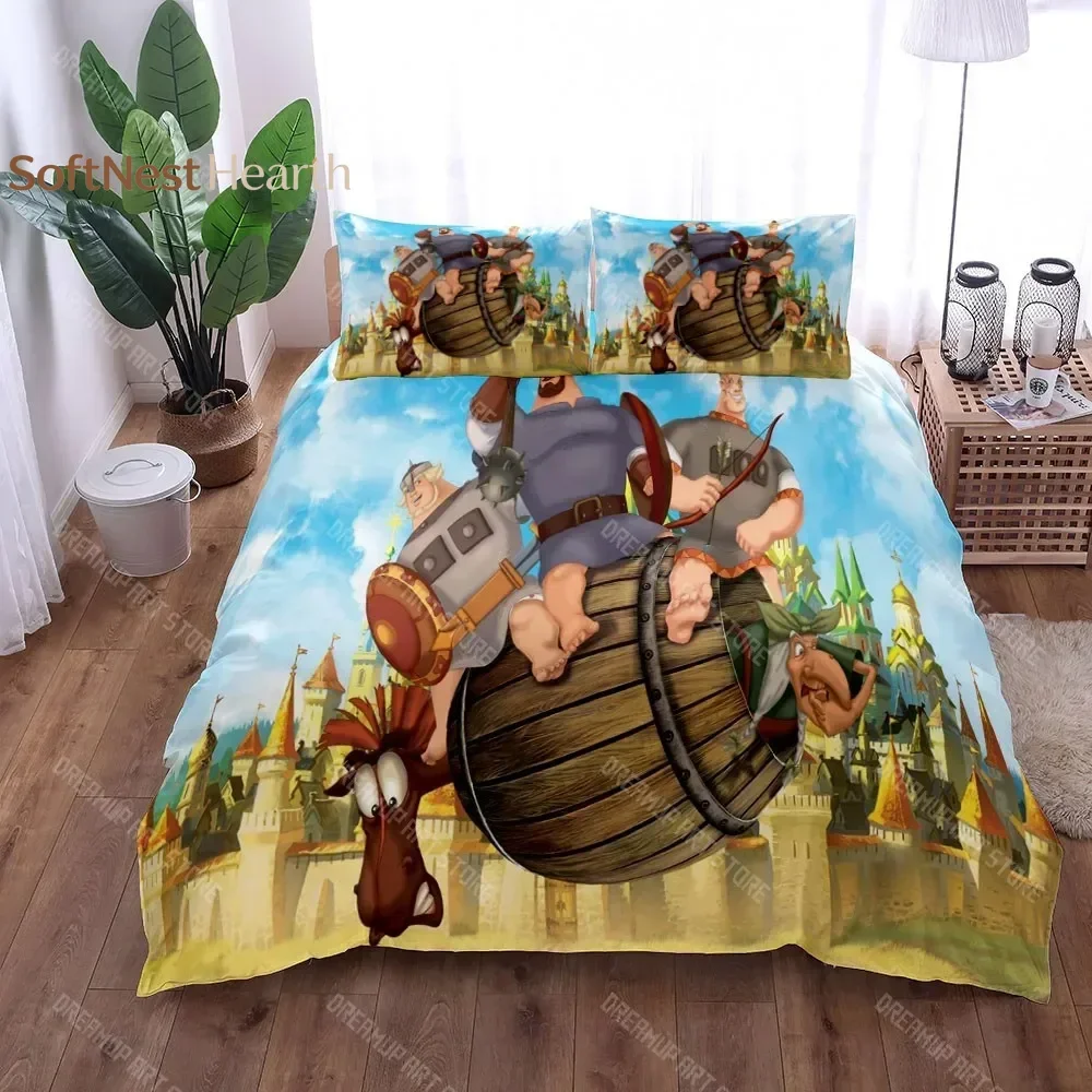 2026 Три Богатыря Three Heroes Children Duvet Cover Set King Queen Double Twin Single Bed Linen Set