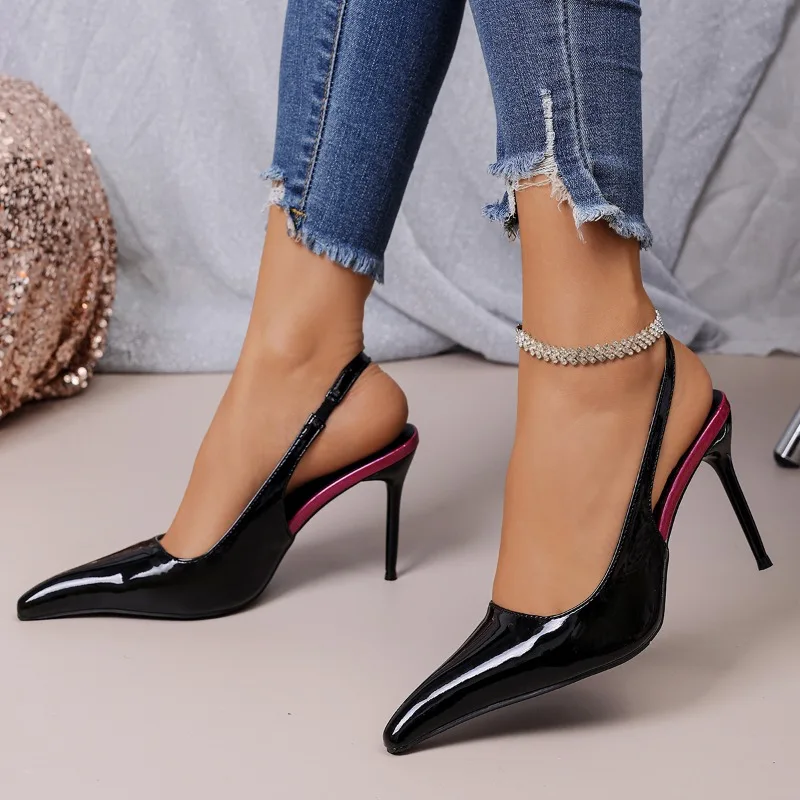 

Sexy Pleated Hollow Out Buckle Strap Women Sandals Summer Pointed Toe Thin High Heels Banquet Party Female Shoes