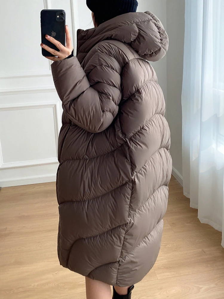 Oversize Thickened Down Jacket Women\'s 2023 Winter New High Quality Warm Loose Casual 90 White Duck Puffer Coat Long Bread Suit