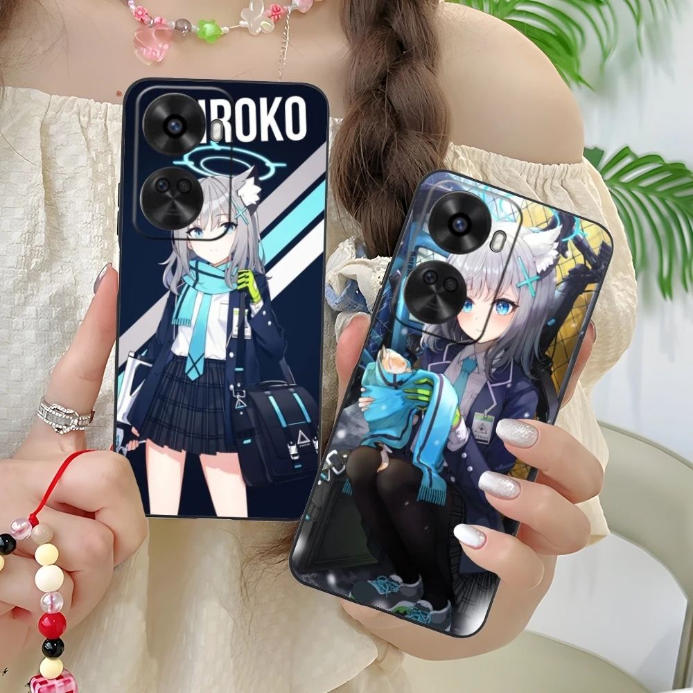 Coque de téléphone portable Blue Archive Shiroko, coque souple noire pour Huawei Nova 12, 11, 10, 9, 8, 7 Pro, SE, 5G