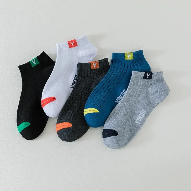 5 paires de chaussettes bateau de printemps pour hommes, pour une Absorption décontractée de la sueur, confortables, légères et respirantes