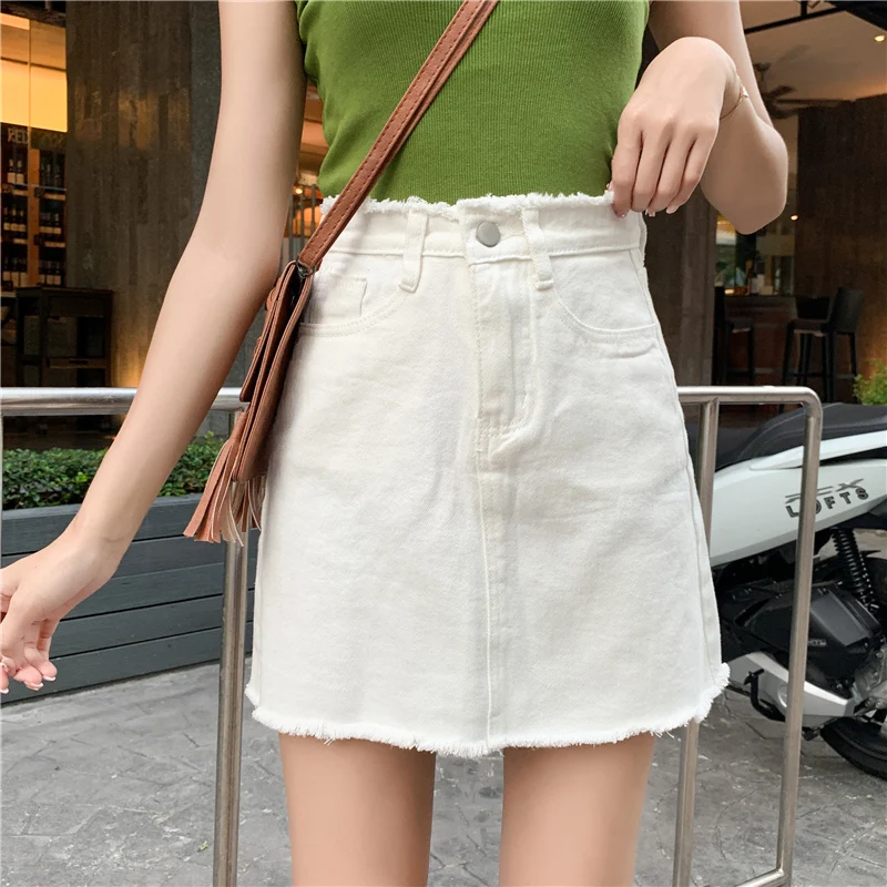 ارتفاع الخصر ألف خط الدنيم تنورة المرأة الخريف جديد الكورية Sle زائد حجم تنوعا Bodycon ort التنانير Faionable نقية...